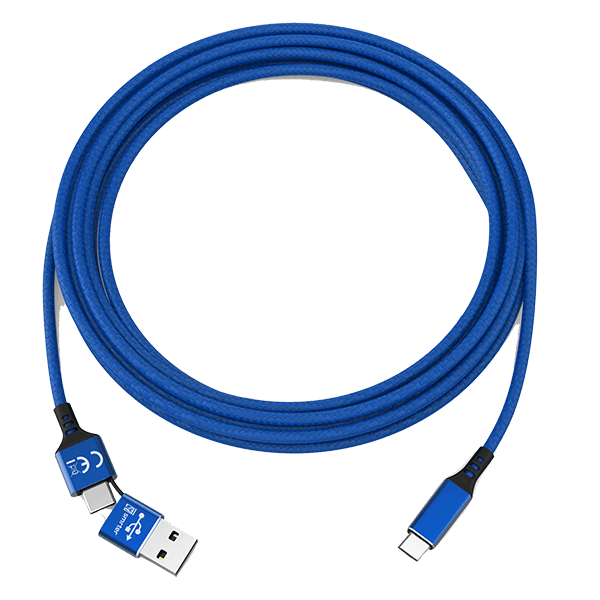2 in1 USB Ladekabel USB-C in blau