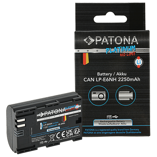 Akku Canon LP-E6NH mit USB-C Input von Patona