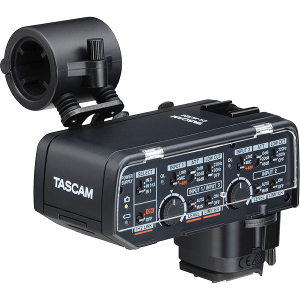 Tascam CA-XLR2d-C - XLR-Mikrofonadapter für spiegellose Kameras, Canon Kit