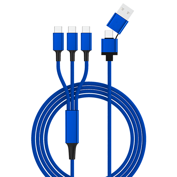 Ladekabel dreifach USB C in blau